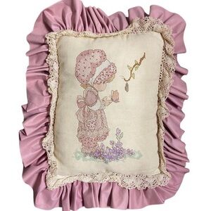 Vintage Precious Moments Embroidered Pillow